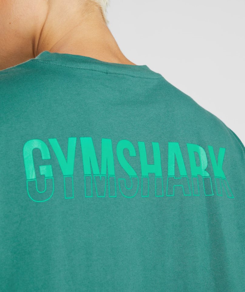 Women's Gymshark Fraction Oversized T-Shirts Green | NZ 4KADHO